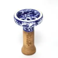 Чаша глиняная Облако Black Glaze (Сине-белый мрамор) 