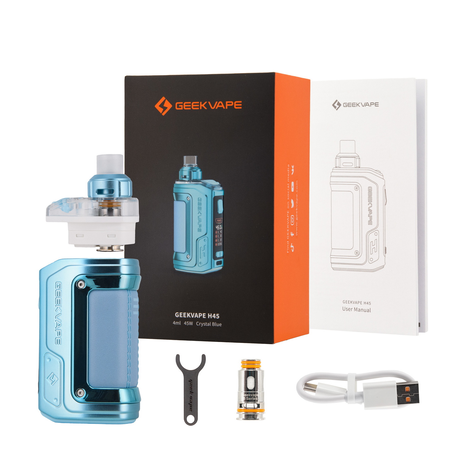 Стартовый набор Geekvape Aegis H45 (Hero 2) crystal blue купить в Москве по  цене 4590 руб в интернет-магазине S2B